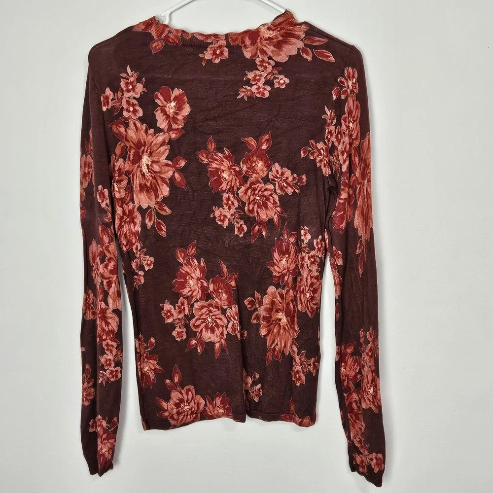 Daniel Rainn Women's Sz M Lightweight Knit Floral Sweater Long Sleeve‎ Viscose